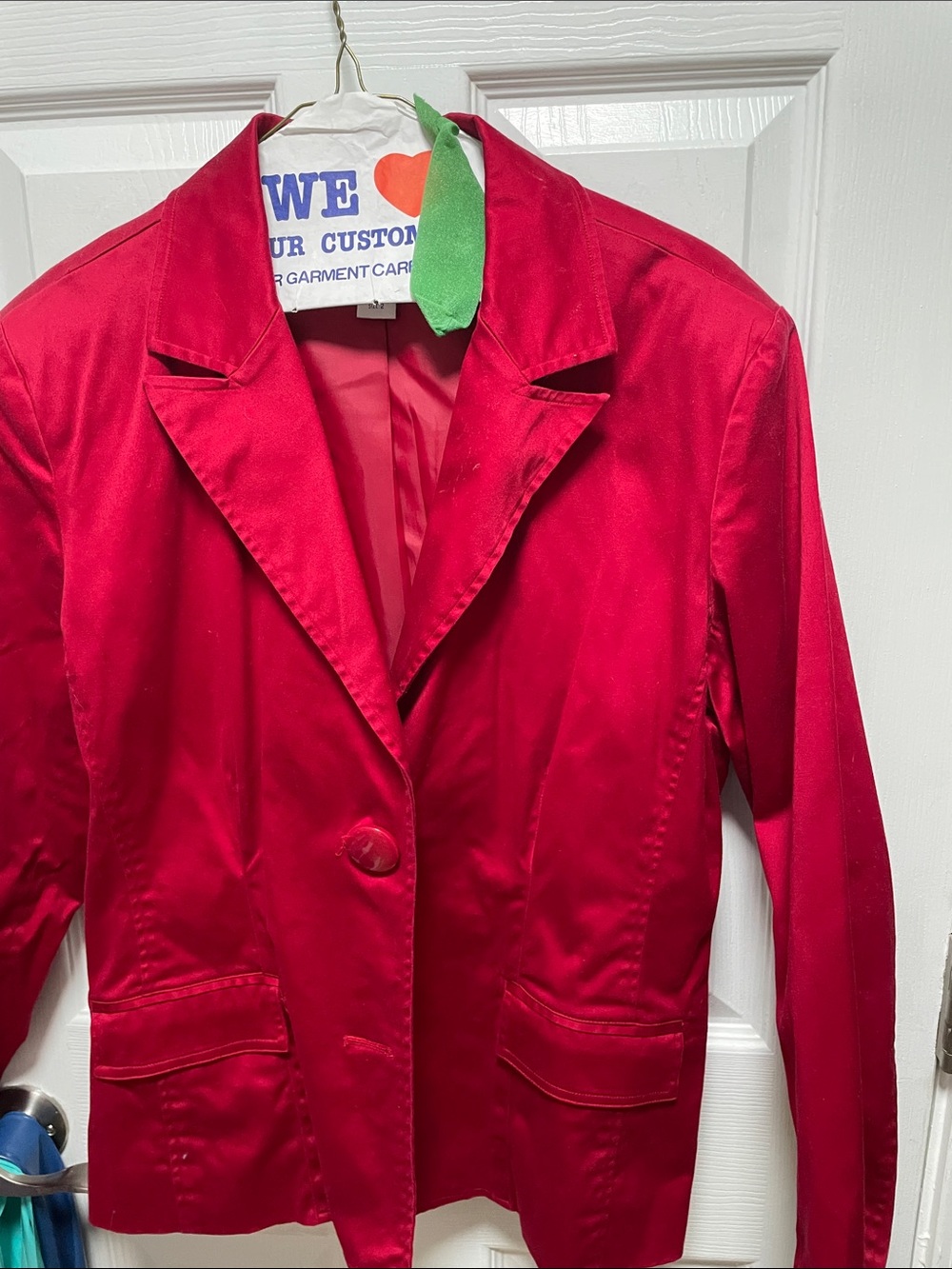 Chico's Bright Red Satin Single-Button Blazer